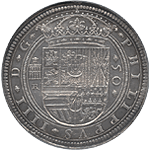 スペイン　50レアル　1635年　フェリペ4世（EF 2000万円）